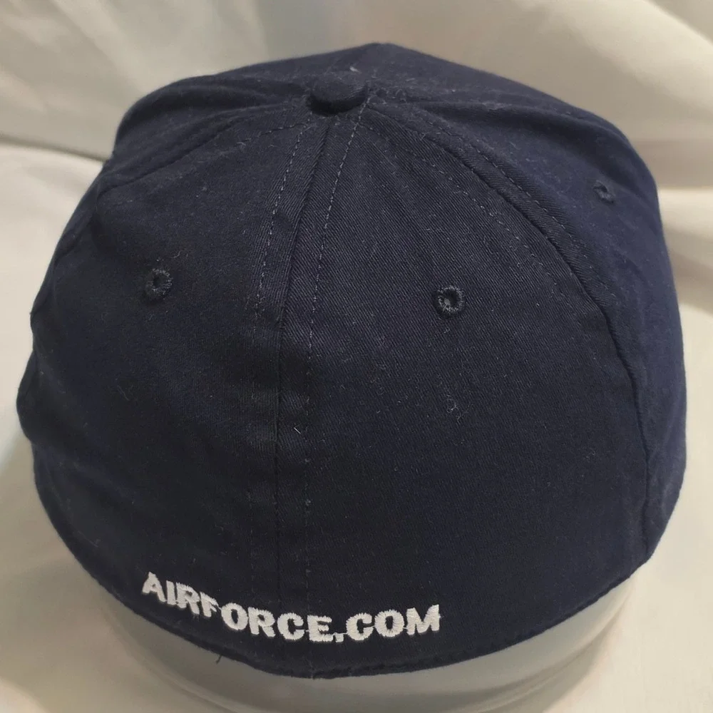 US Air Force‎ Hat Mens Navy Blue Embroidered Flex Fit Military Cap Made in USA